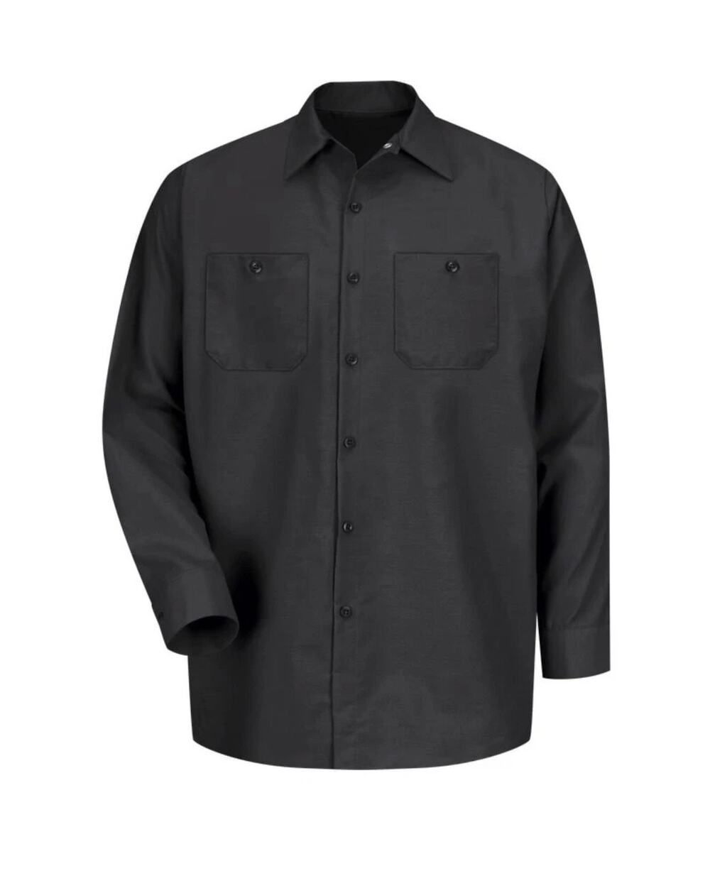 NEW Red Kap Long Sleeve Industrial Work Shirt Men's M Black Poplin Workwear